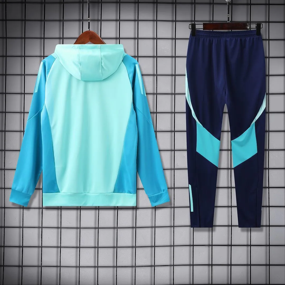 25-26 Flamengo Light Blue Football Training Kit Long Hoodie Tracksuits 3