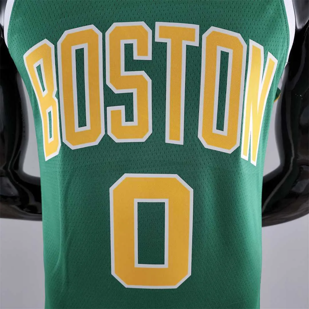 Boston Celtics Tatum #0 Green Gold NBA Jersey 9