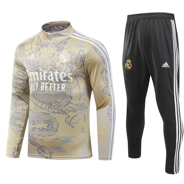 23-24 Real Madrid Long Sleeve Kits Yellow Dragon Special Training Suits Soccer Jerseys Yupoo 3