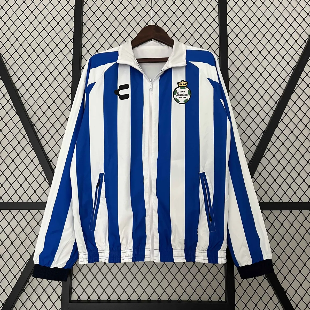 23-24 Santos Laguna Reversible Windbreaker White&Blue Double-Sides Jacket Soccer Jerseys For Sa 2