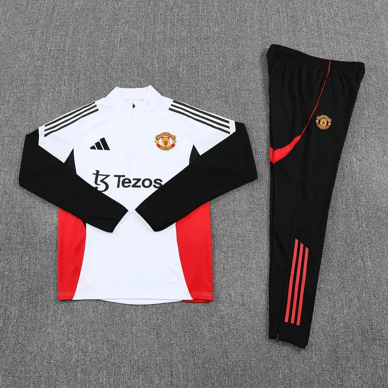 25-26 Manchester United Training Kits Long White Football Tracksuits 1