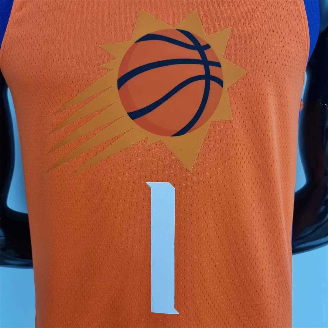75th Anniversary BOOKER#1 Phoenix Suns Jordan Theme Orange NBA Jersey 3