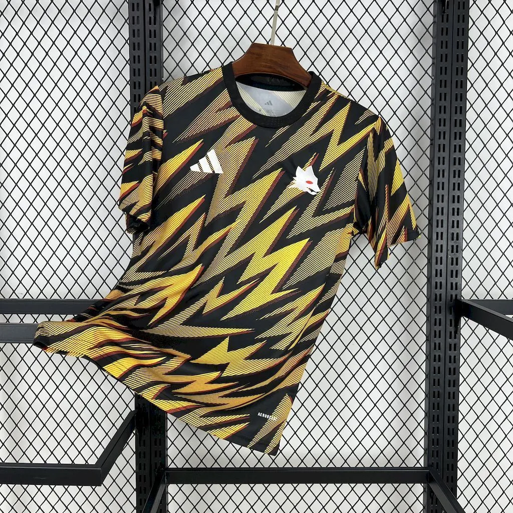 25-26 AS Roma Pre-Match Yellow Shirt Football Apparels Soccer AAAAJersey Yupoo 5