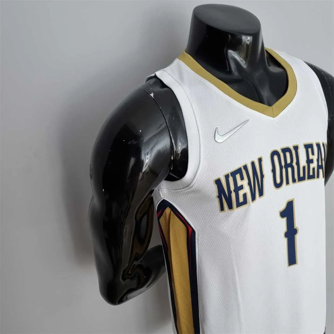 75th Anniversary New Orleans Pelicans Williamson#1 White NBA Jersey 7