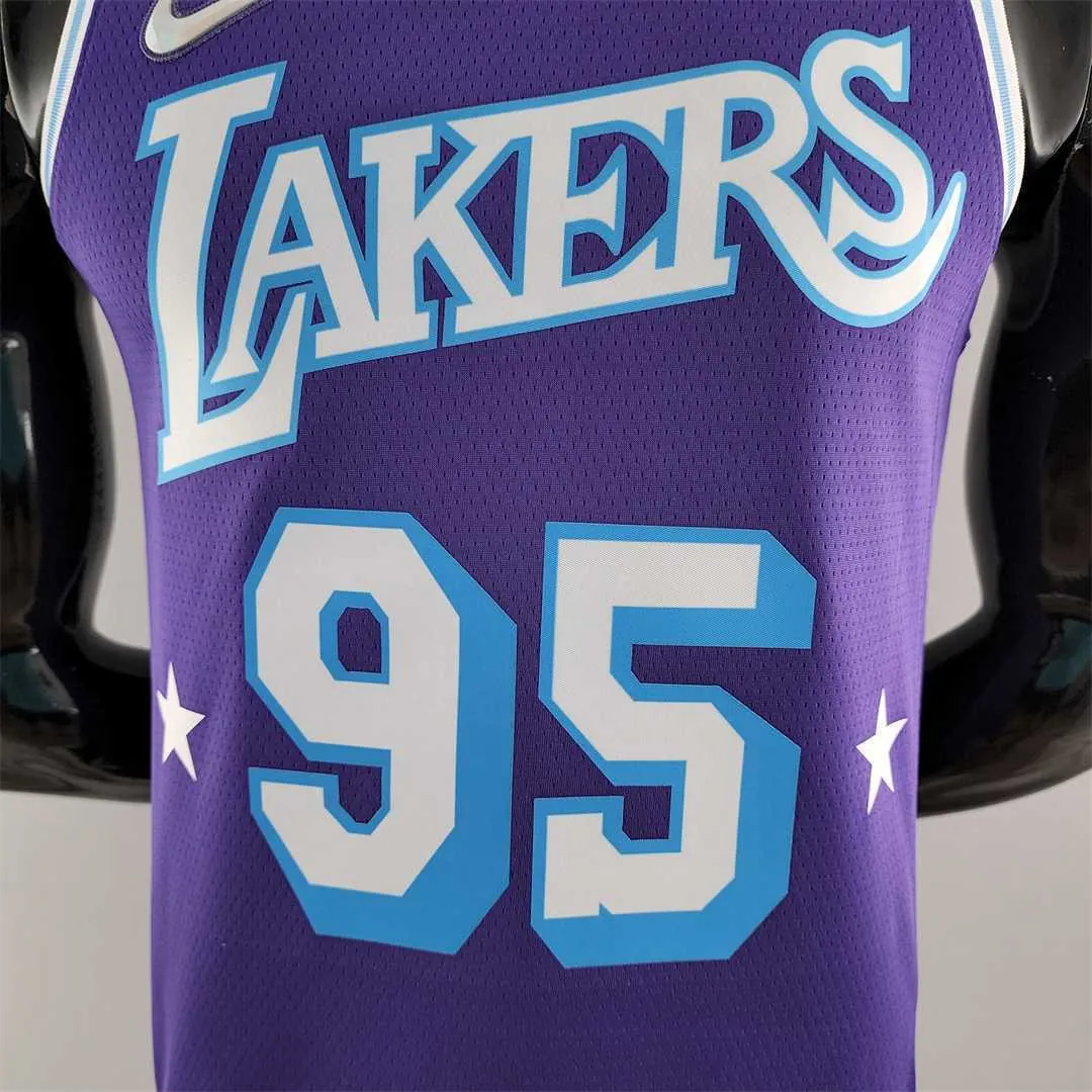 2022 75th Anniversary TOSCANO #95 Los Angeles Lakers City Edition Purple NBA Jersey 5
