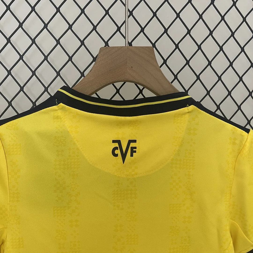 24-25 Villarreal Home Kid Kits Youth Apparels Football AAAAJersey Yupoo 2