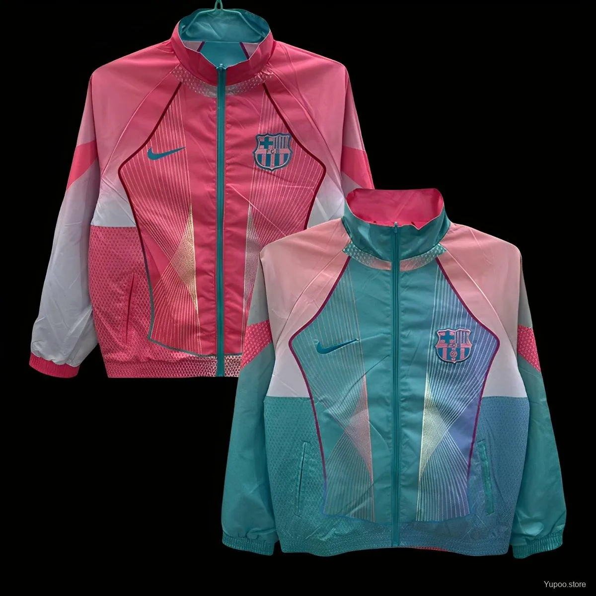 25-26 Barcelona Pink&Blue Windbreaker Double-Sided Jackets AAAAJersey Dropship Yupoo 10