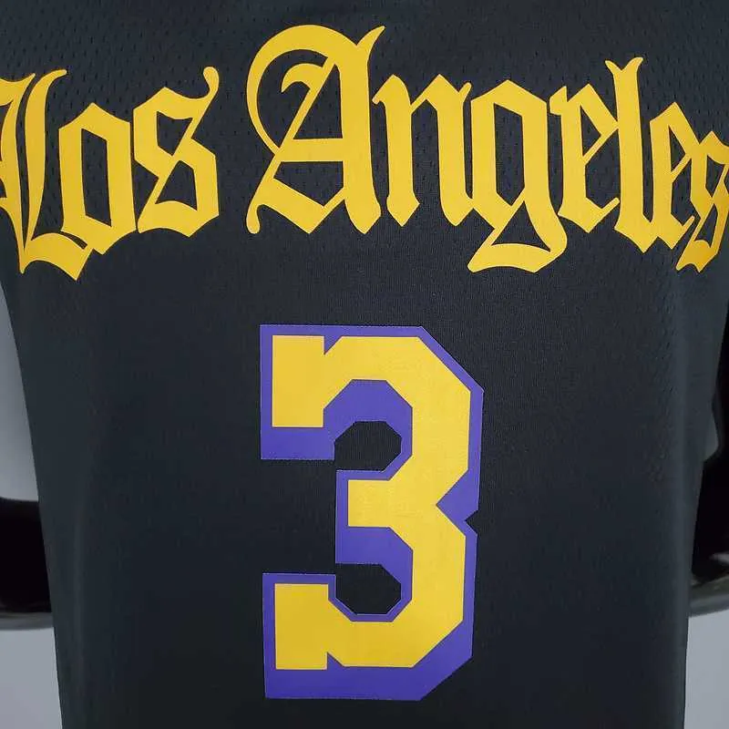 2021 DAVIS#3 Los Angeles Lakers Black Latin Black 3