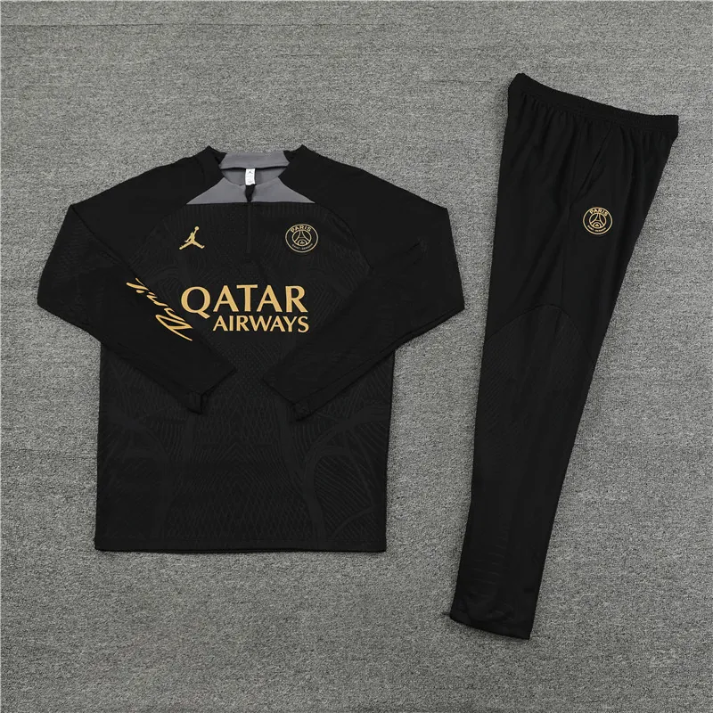 23-24 PSG Long Sleeve Tracksuit Black Training Suits Jersey Supplier Yupoo 2