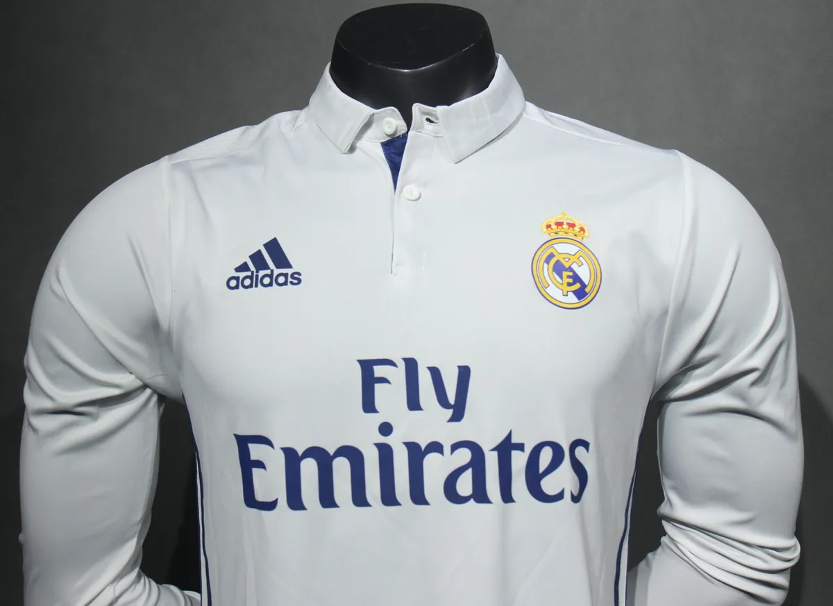 16-17 Real Madrid Home Retro Kit Vintage Player Version Long Sleeve Shirt AAAAJersey Dropship Y 1