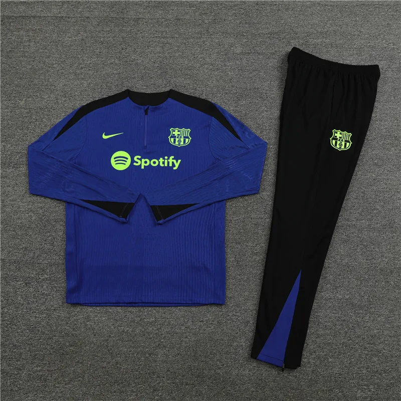 24-25 Barcelona Blue Player Long Sleeve Training Suit Football Shirts 1