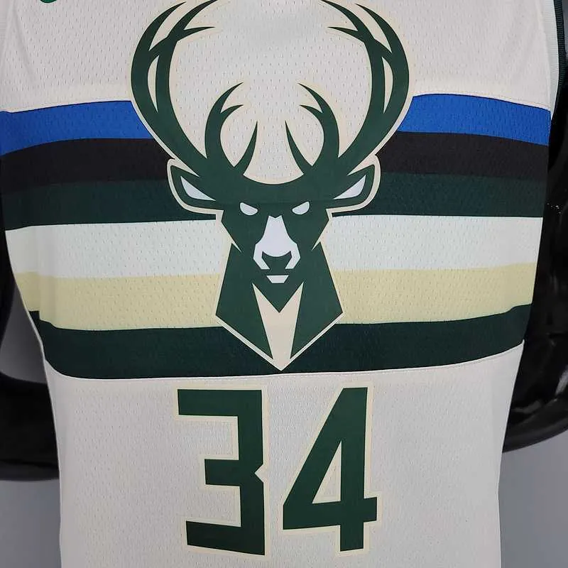 Antetokounmpo#34 Bucks Striped Off-White 6