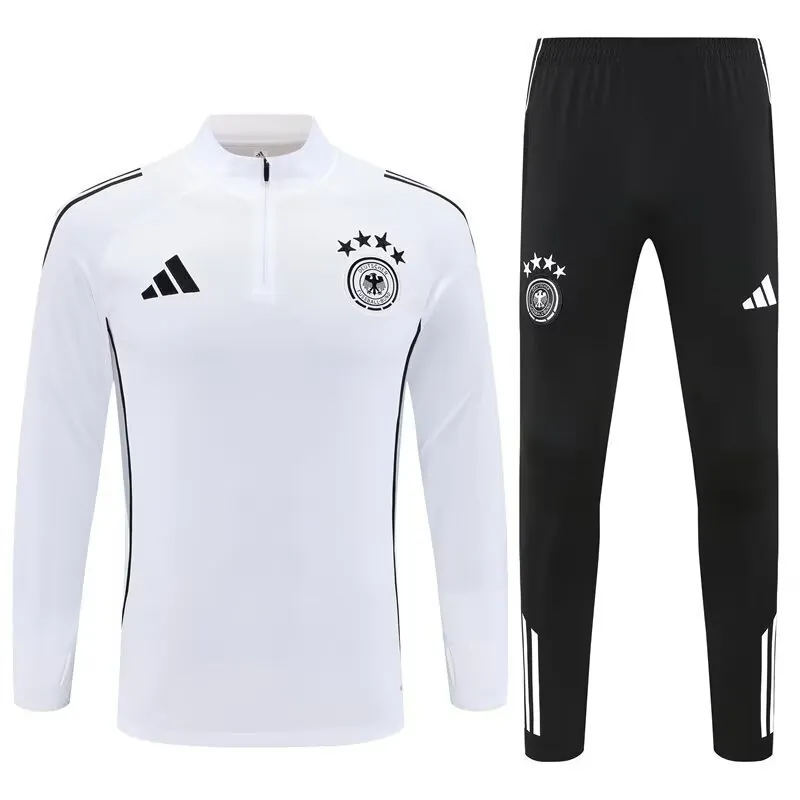 25-26 Germany White Training Kits Long Football Tracksuits 3