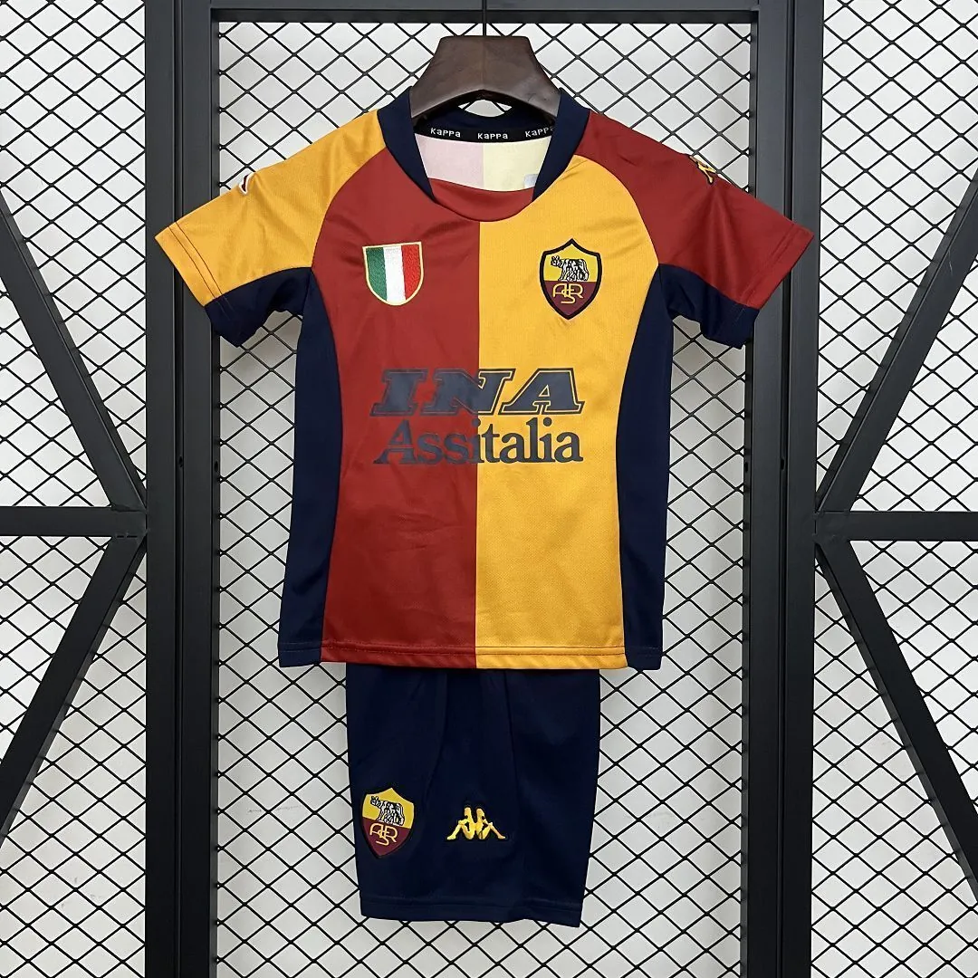 01-02 Roma Home Retro Kid Kits Youth Apparels Sport AAAAJersey Yupoo 8