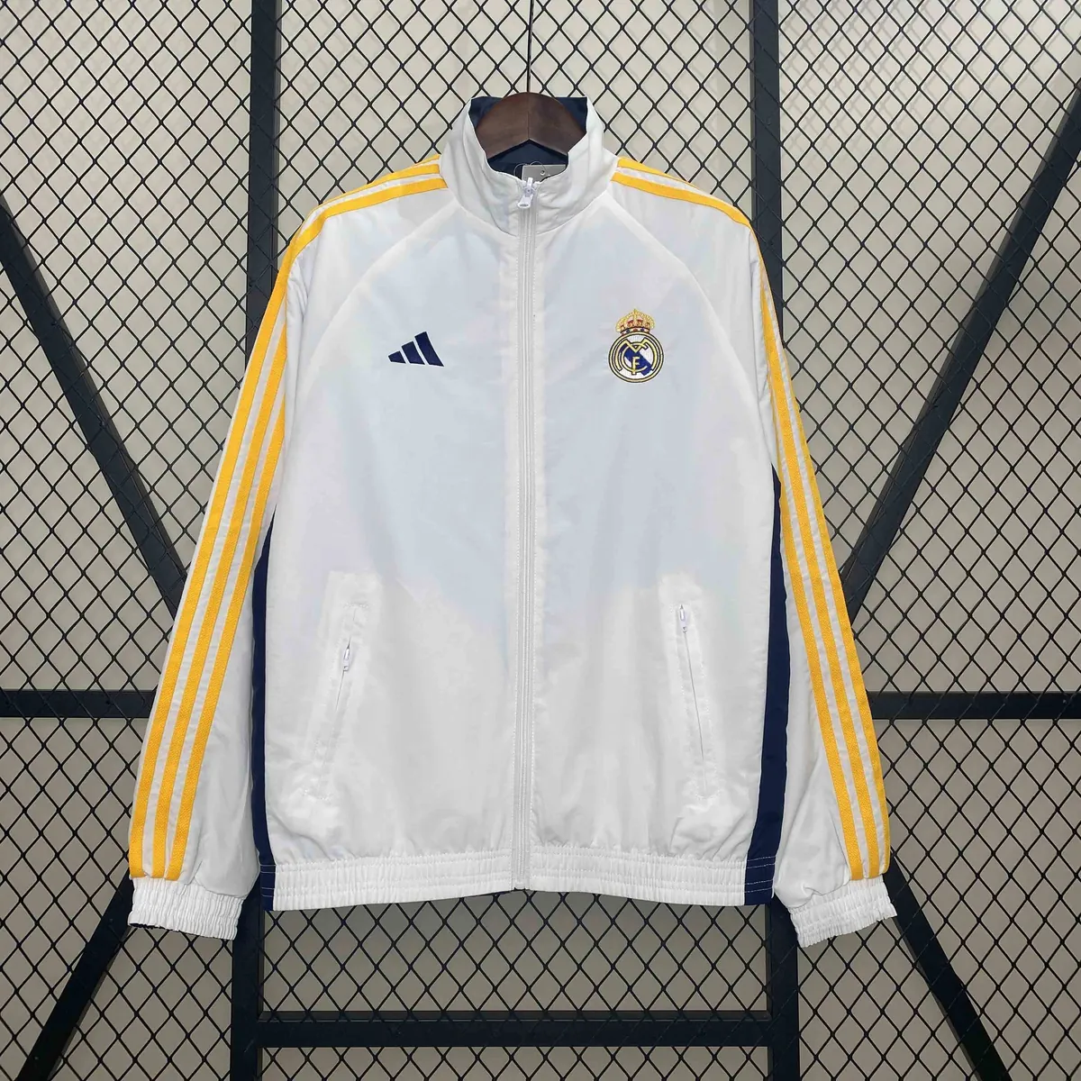 24-25 Real Madrid White&Navy Trench Coat Reversible Windbreaker Double-Sides Jacket AAAAJersey 4