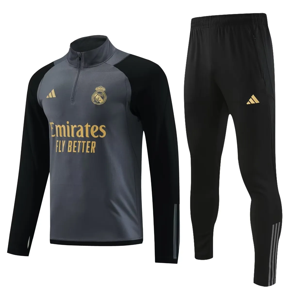 23-24 Real Madrid Long Sleeve Kits Grey Training Suits Football Jerseys Yupoo 3