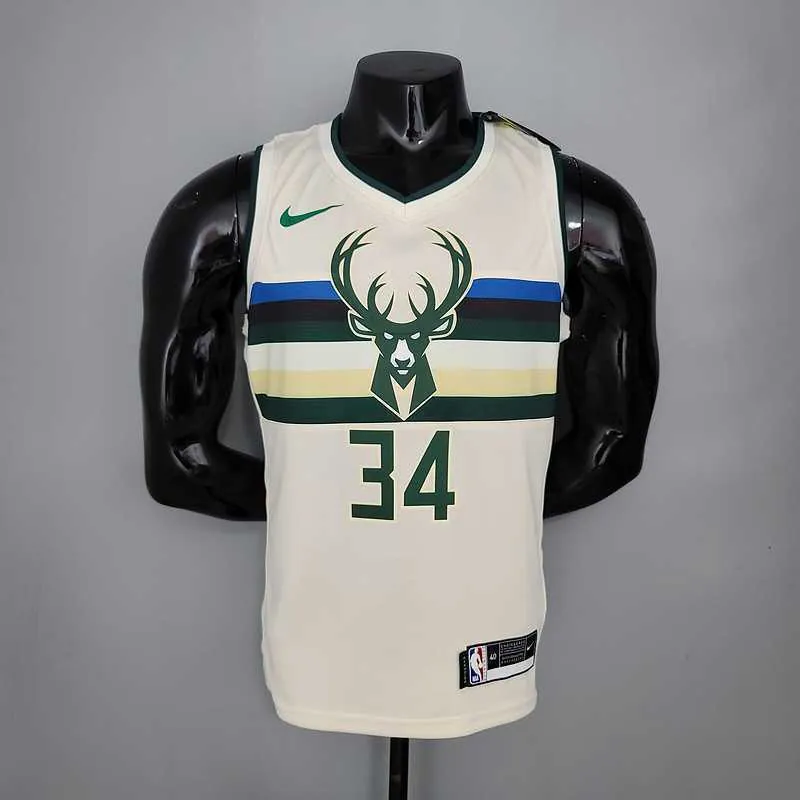 Antetokounmpo#34 Bucks Striped Off-White 8