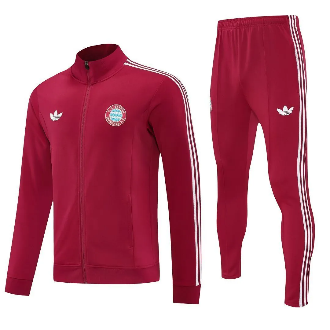 25-26 Bayern Munich Red Football Tracksuits Long Jacket Suits 3