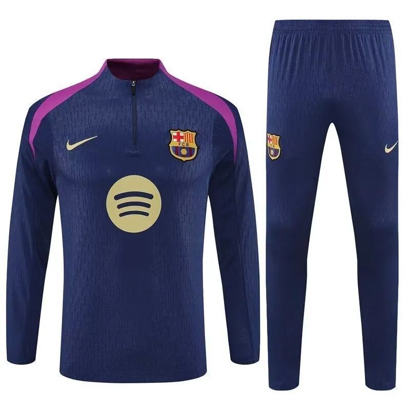25-26 Barcelona Navy Training Kits Long Football Tracksuits-1 3