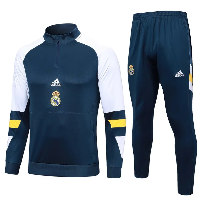 23-24 Real Madrid Long Sleeve Kits Navy Half-Pull Training Suits Soccer Jerseys Yupoo 3