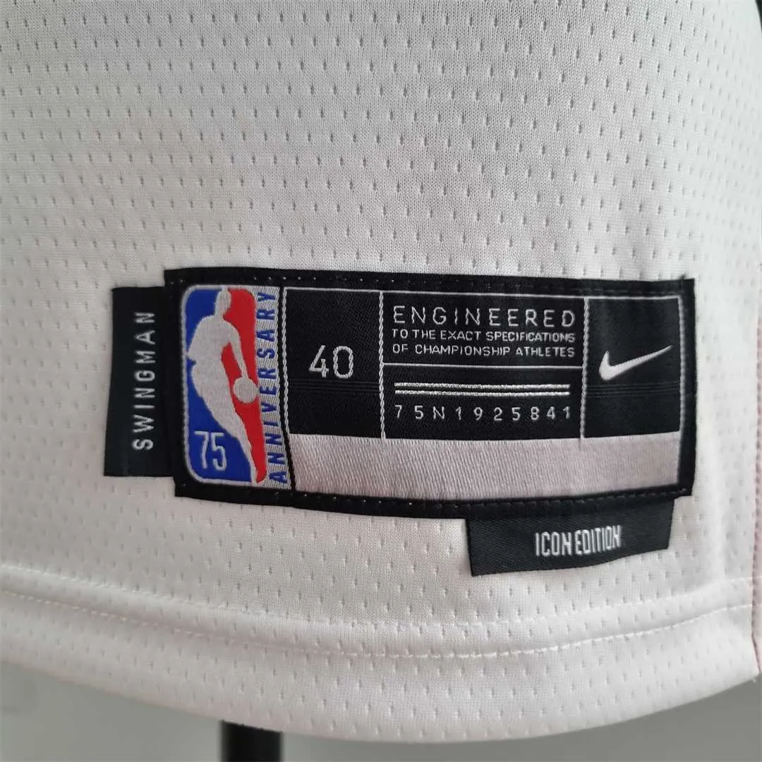 75th Anniversary Miami Heat JAMES #6 White NBA Jersey 2