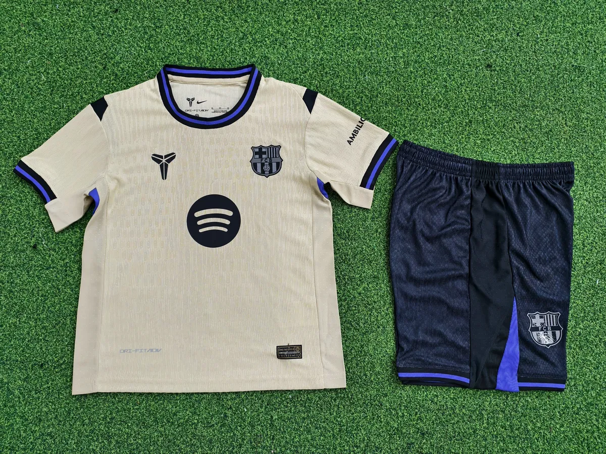 25-26 Barcelona Away Kid Kits Player Version Youth Apparels AAAAJersey Supply Yupoo 3