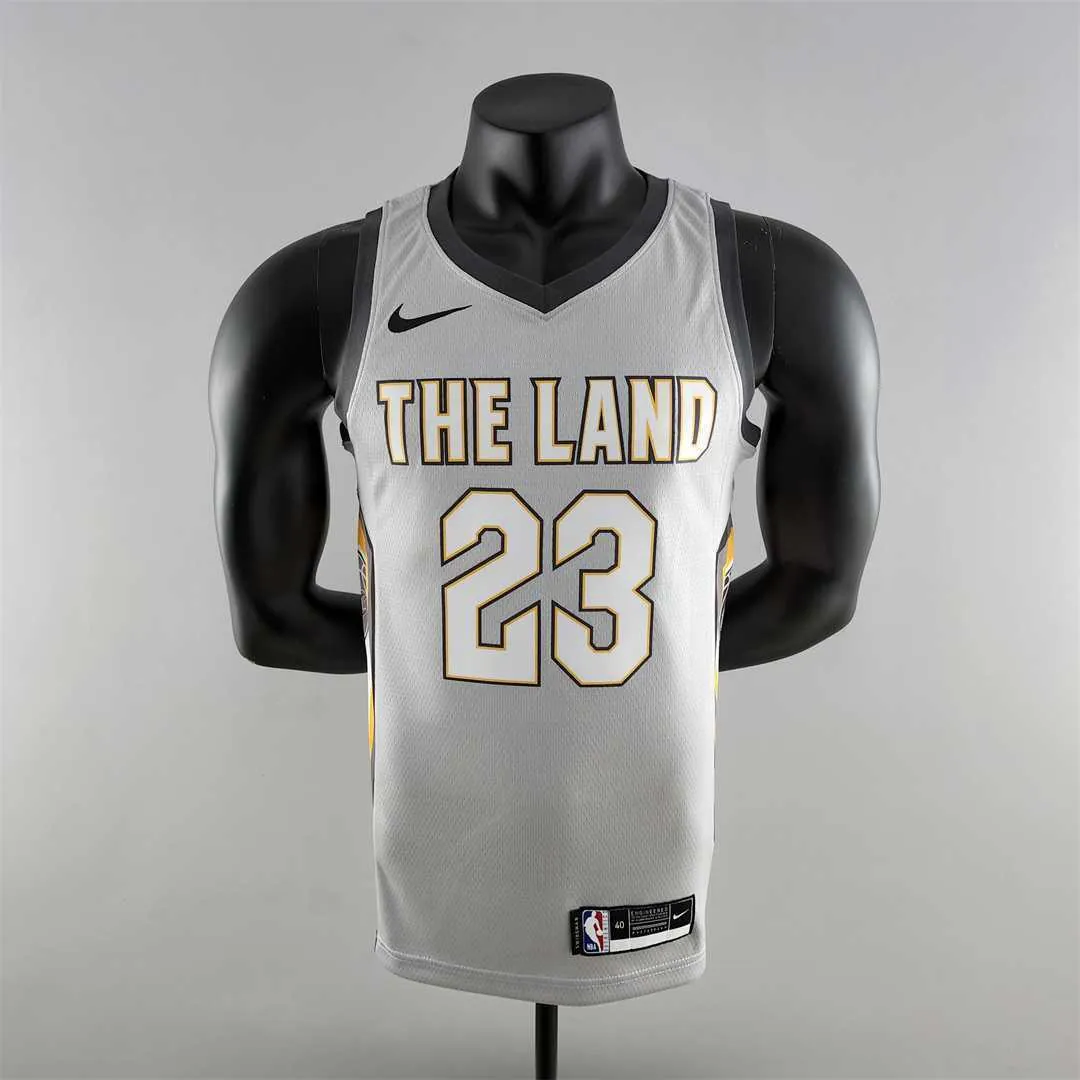 2018 JAMES #23 Cleveland Cavaliers Grey NBA Jersey 10