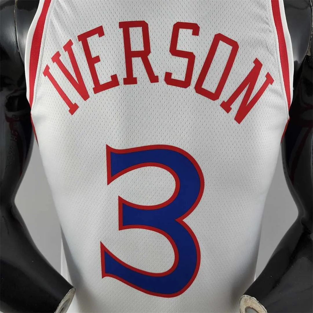 Rookie Philadelphia 76ers Iverson #3 white NBA Jersey 6