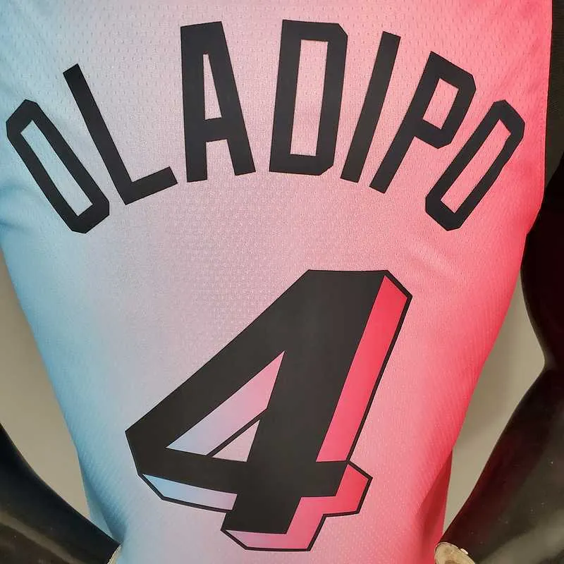 New Miami Heat OLADIPO#4 City Edition Pink Blue Gradient Color 4