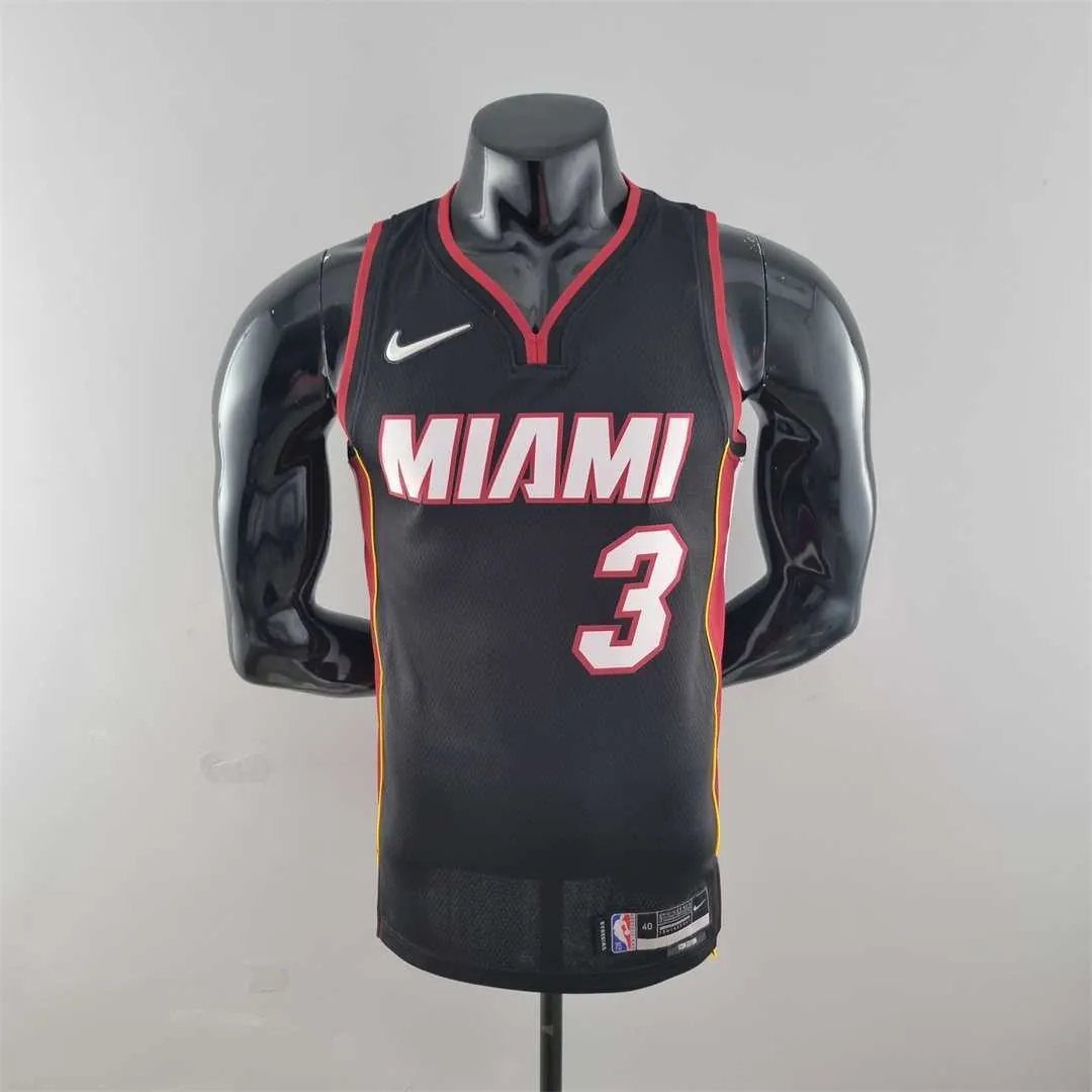 75th Anniversary Miami Heat WADE #3 black NBA Jersey 10