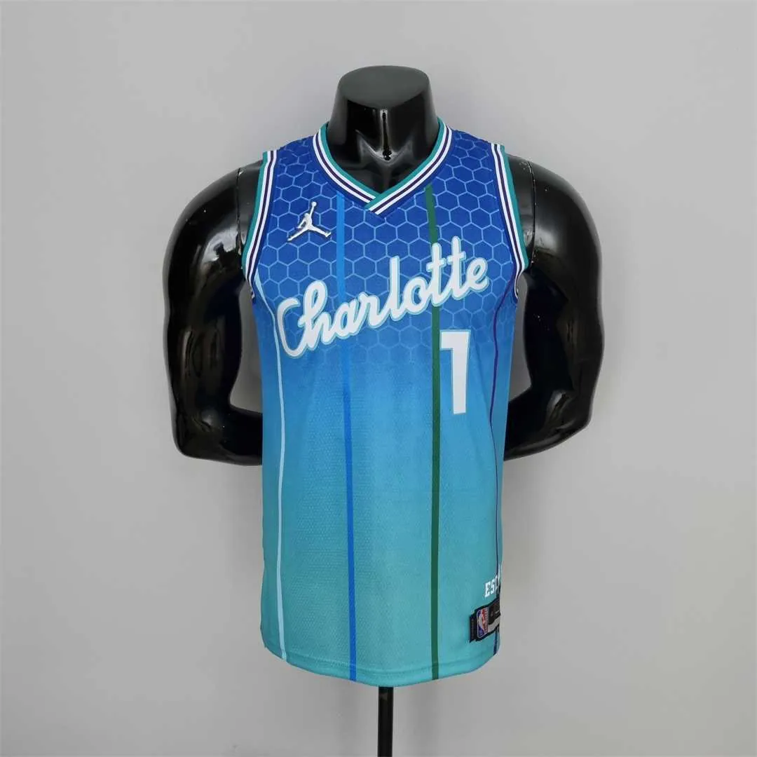 2022 BALL#1 Charlotte Hornets City Edition Blue NBA Jersey 8