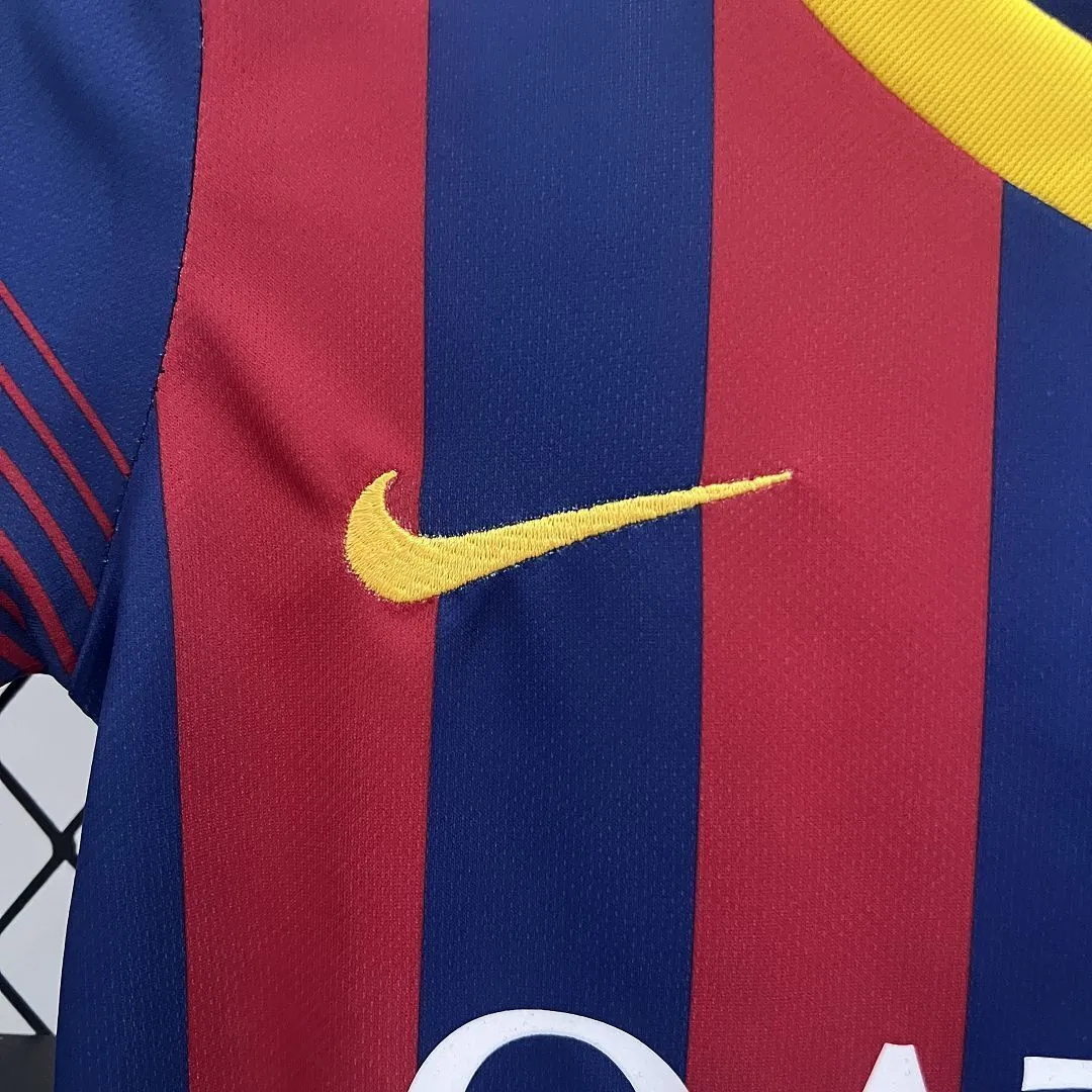 13-14 Barcelona Home Retro Kids Kits Children Shirt Cheap Jersey Yupoo 4