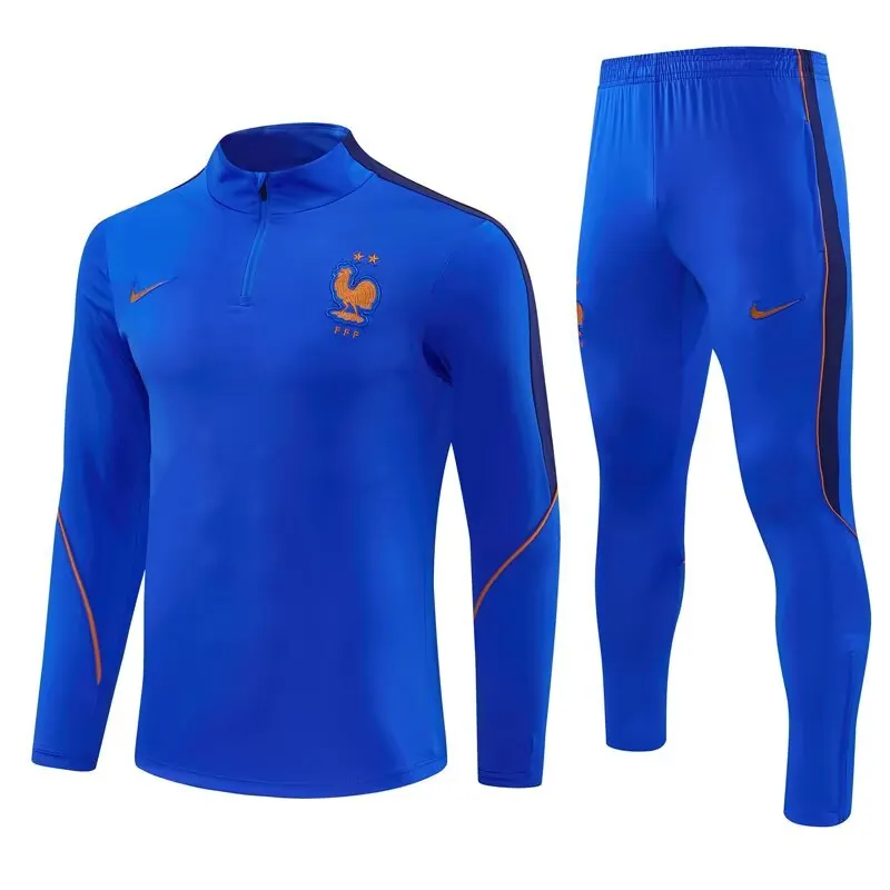 2026 France Mens Kit Colorful Blue Half Pull Training Suit Yupoo 7 6