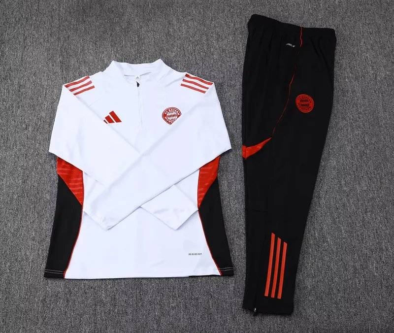 25-26 Bayern Munich White Training Kits Long Football Tracksuits 1