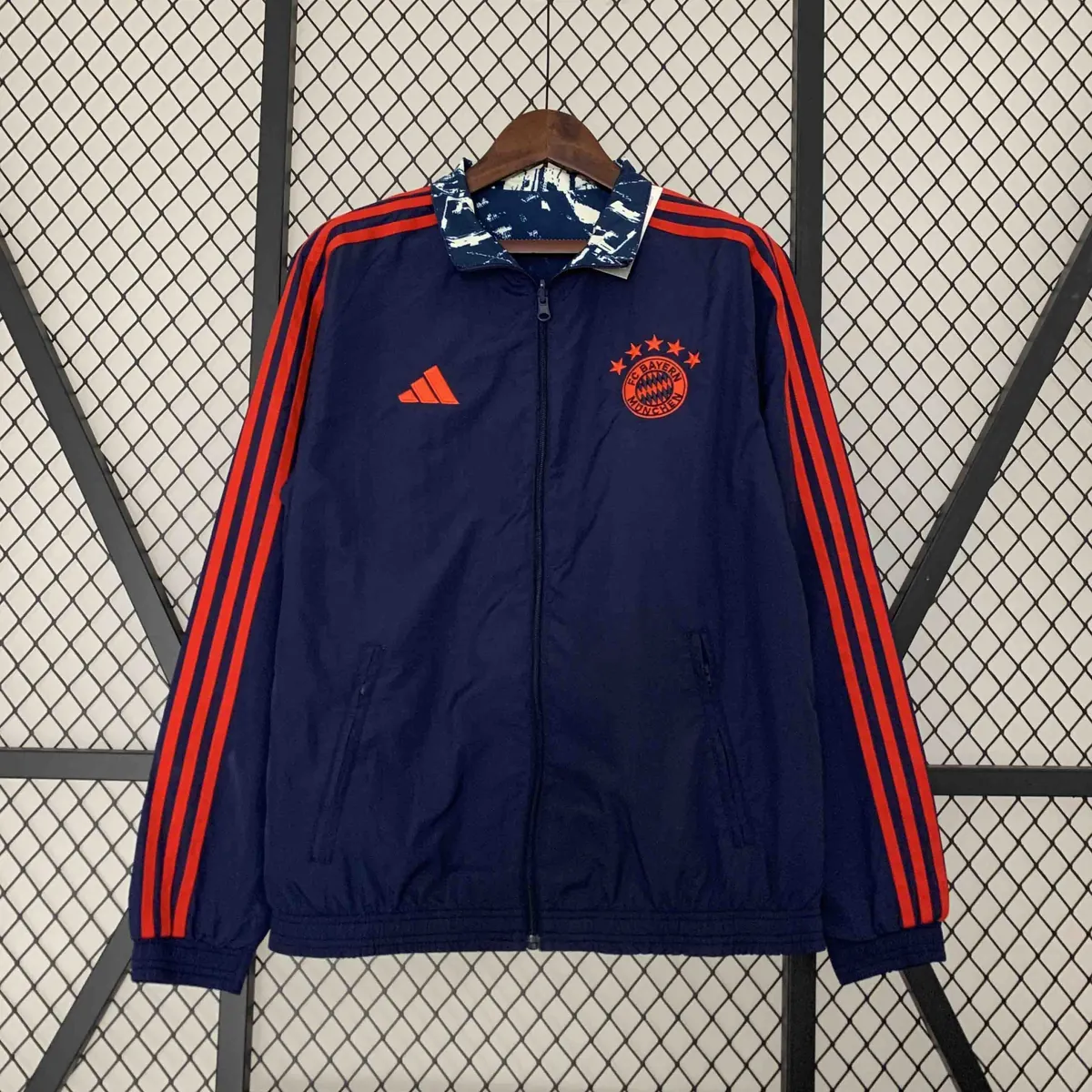 23-24 Bayern Reversible Windbreaker Gray&Navy Double-Sides Jacket Soccer Jerseys For Sale 5