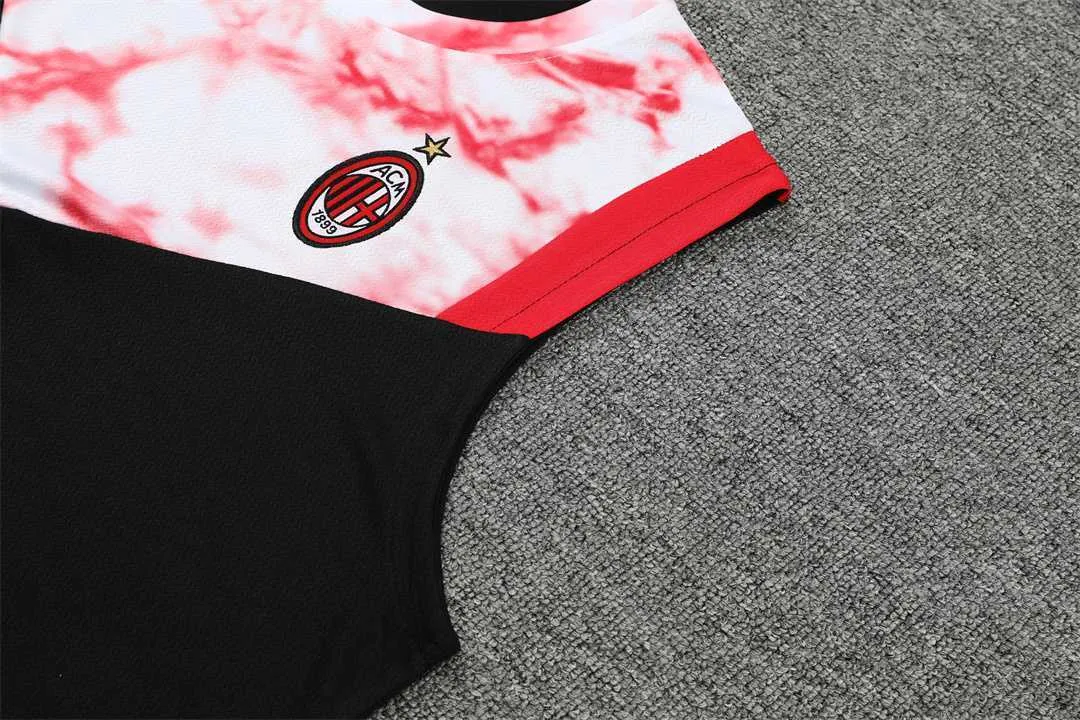 22-23 AC Milan vest training suit kit black red 3