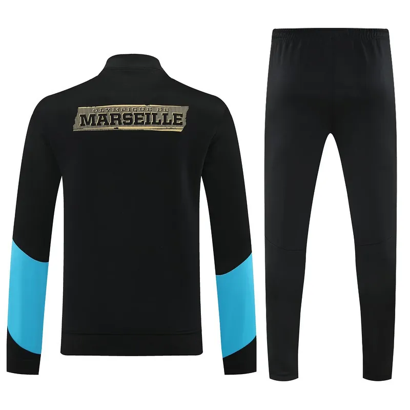 25-26 Marseille Black Football Tracksuits Long Jacket Suits 2