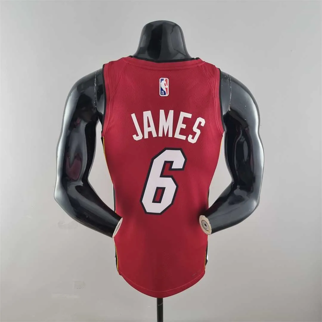 75th Anniversary Miami Heat Jordan JAMES #6 Burgundy NBA Jersey 9