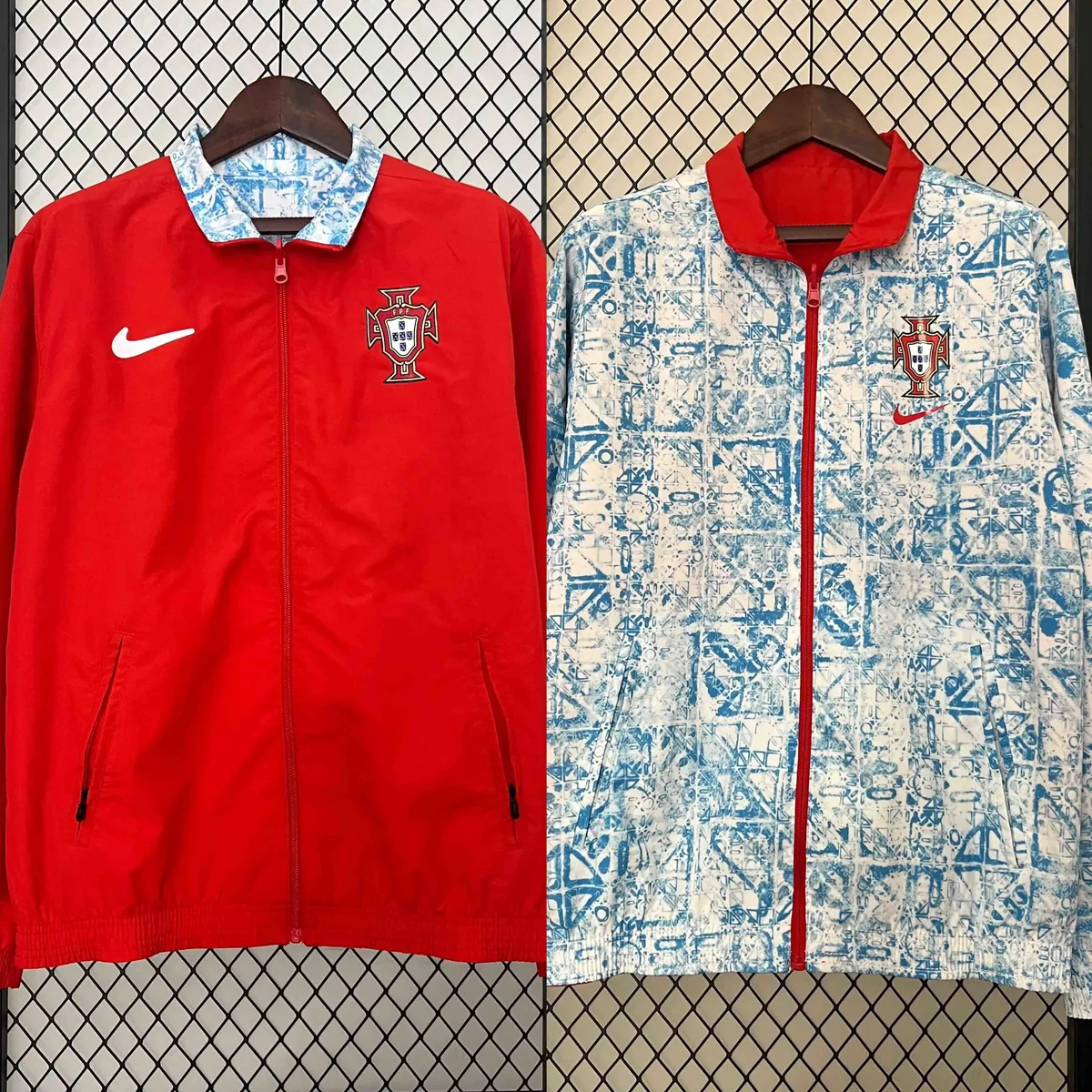 2024 Portugal Trench Coat Reversible Windbreaker Double-Sides Jacket Soccer Yupoo 12