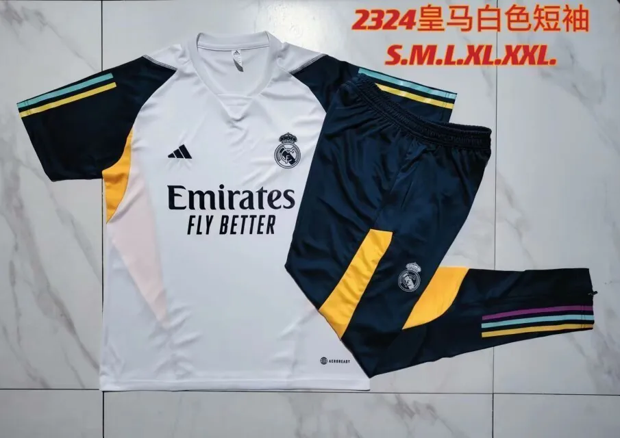 23-24 Real Madrid Short Sleeve Kits White Training Suits Soccer Jerseys Yupoo 3