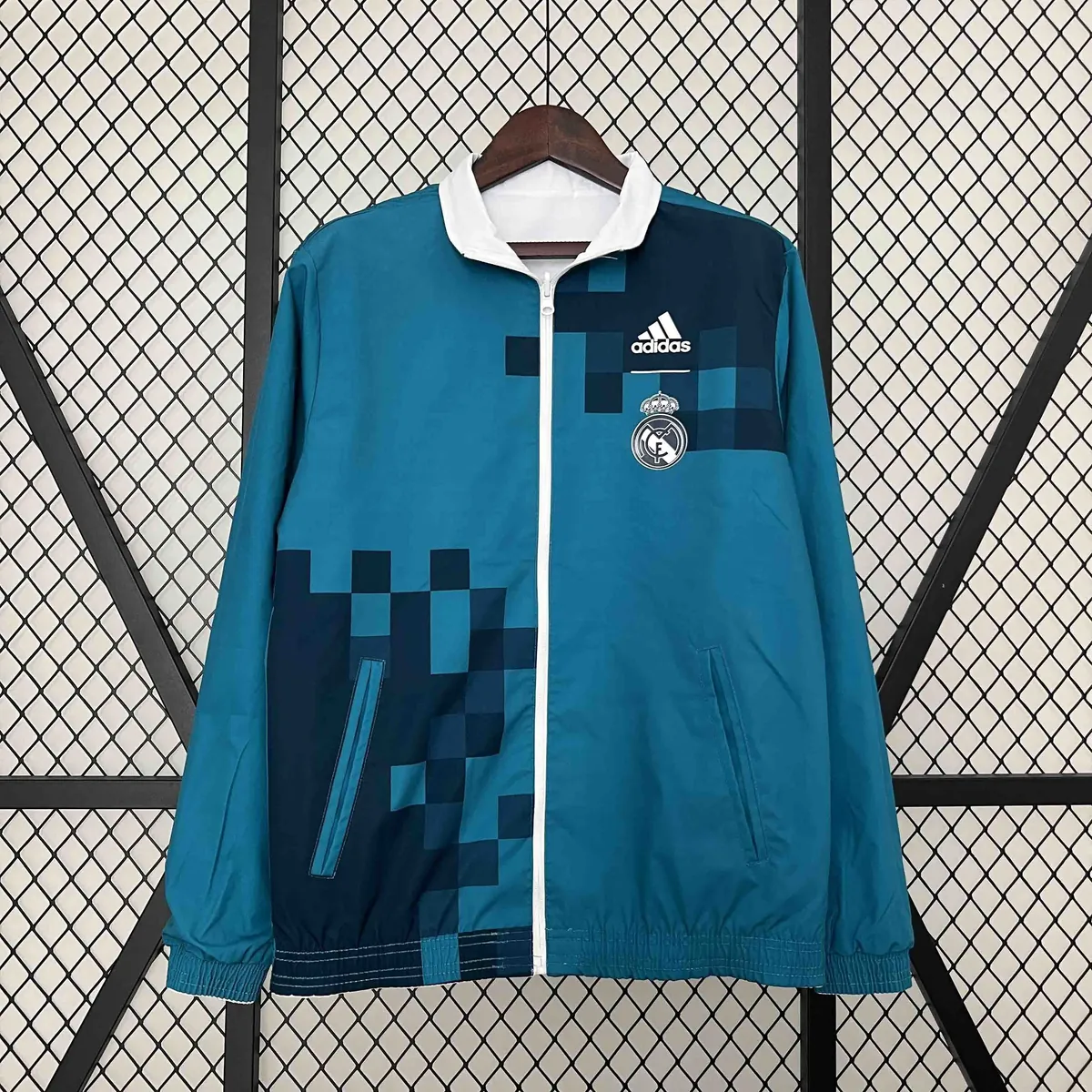 23-24 Real Madrid Trench Coat Reversible White&Blue Double-Sides Jacket AAAAJersey Yupoo 9