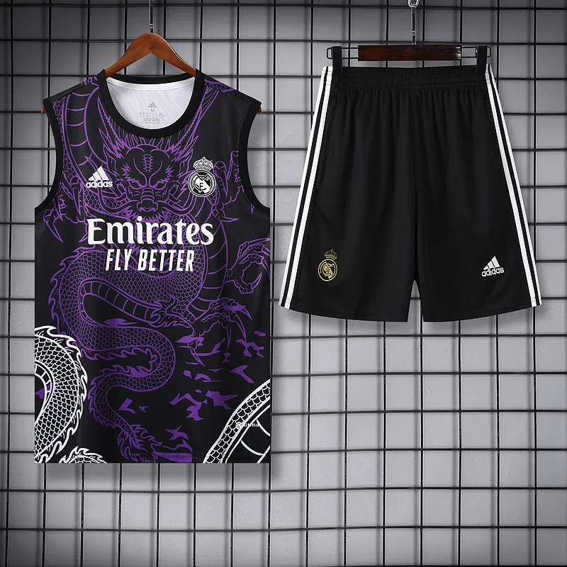 24-25 Real Madrid Purple Dragon Training Vest Kits(Top+Shorts) Football Replicas Yupoo 2