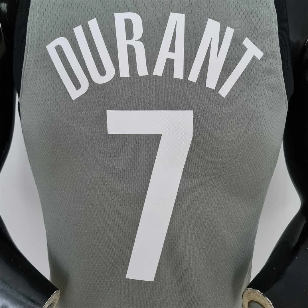 75th Anniversary Durant #7 Brooklyn Nets City Edition Gray NBA Jersey 3