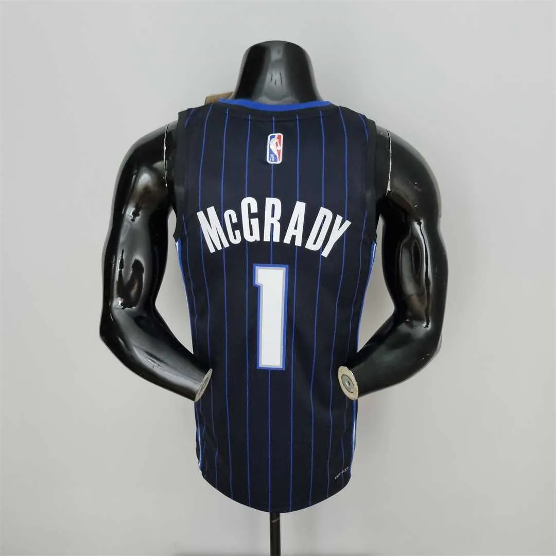 75th Anniversary McGrady #1 Orlando Magic Black NBA Jersey 7