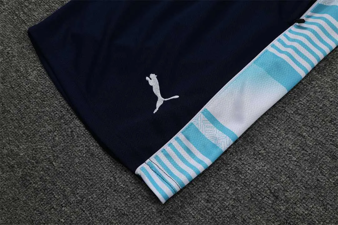 22-23 Manchester City Training Wear Short Sleeve Kit White and Blue Colorblock 10