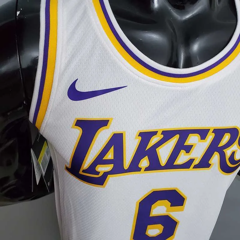 James #6 Lakers Round neck white 3