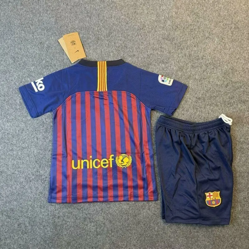 18-19 Barcelona Home Retro Kid Kits Youth Apparels Soccer AAAAJersey Yupoo 1