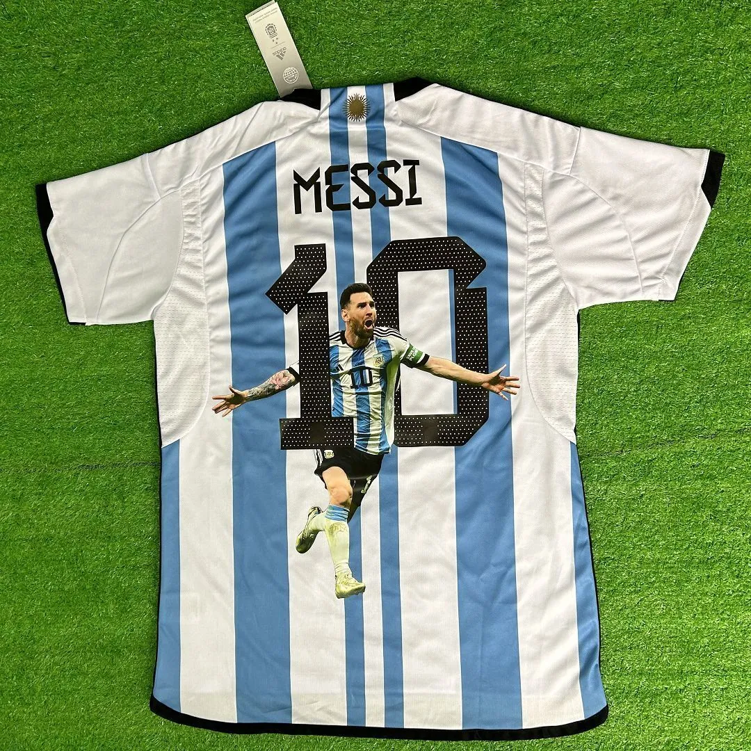 2022 Argentina World Cup Champion Messi #10 First Anniversary Special Edition Soccer Jersey 7