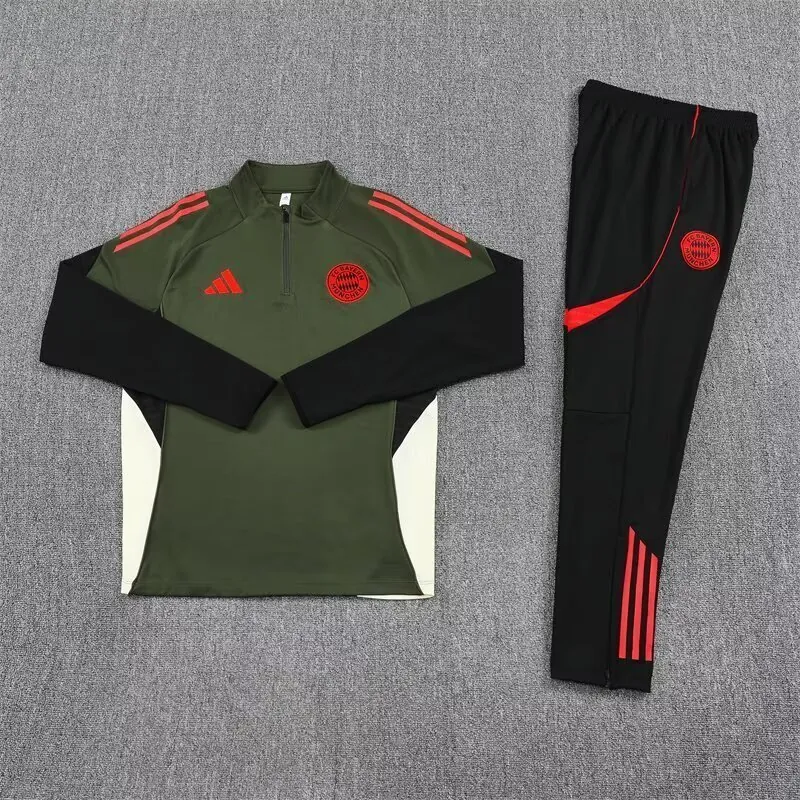 25-26 Bayern Munich Green Training Kits Long Football Tracksuits 1