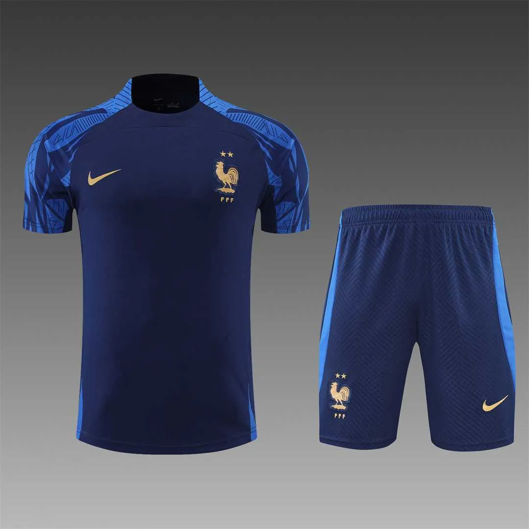 2022 France Training Suit Short Sleeve Kit Blue 1